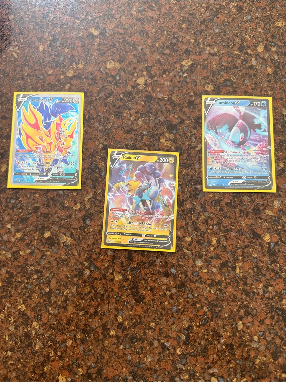 Pokémon TCG V Cards - Raikou V, Zacian V, Luminion V (Mint/PSA 10 Condition)